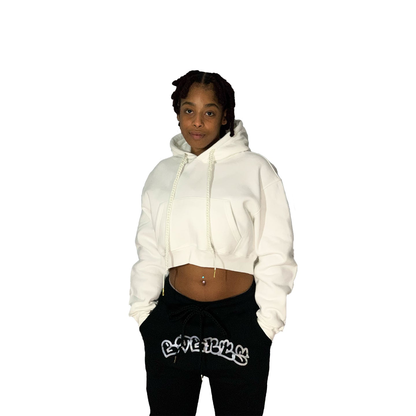 Barcode Hooded Crop-top